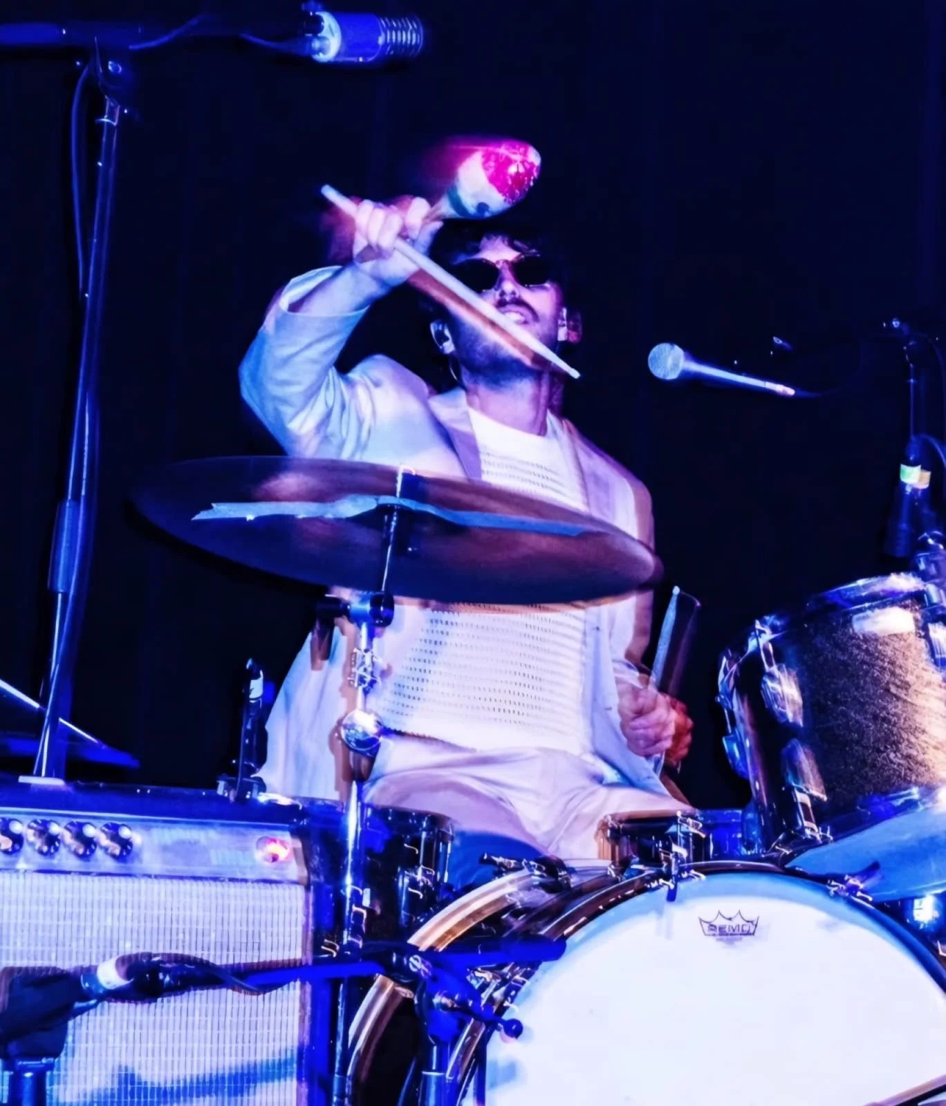 Lorenzo playing drums live